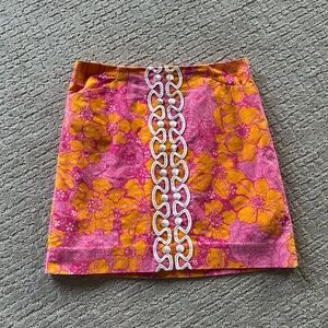 Lilly Pulitzer Originals Vintage Floral Pink and Orange Skirt
